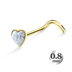Heart Stone Silver Curved Nose Stud NSKB-786 (0.8mm)
